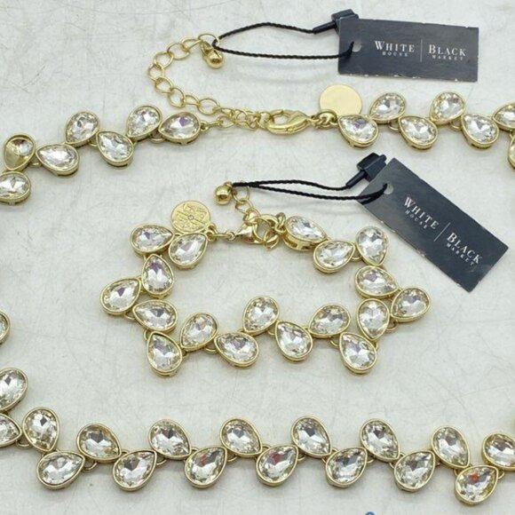 White House Black Market Gold & Crystal Statement Jewelry Set - NWT - Picture 7 of 8